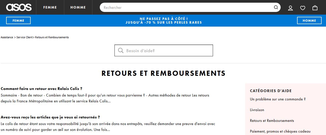 Retour avec Asos la marche à suivre étape par étape